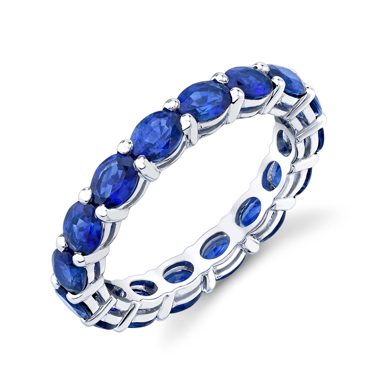 Modern Eternity Band with Oval shaped Blue Sapphires For Sale