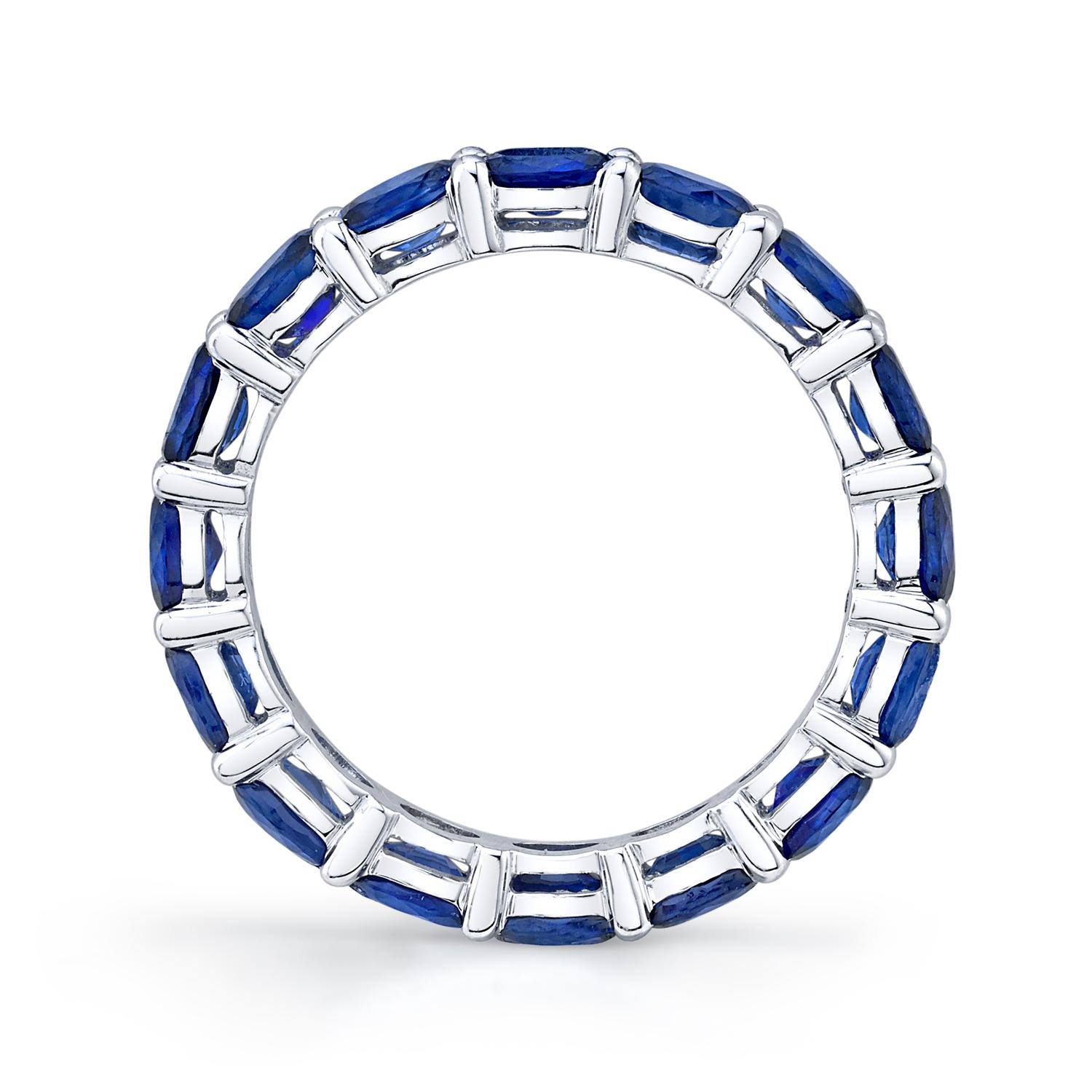 Oval Cut Eternity Band with Oval shaped Blue Sapphires For Sale