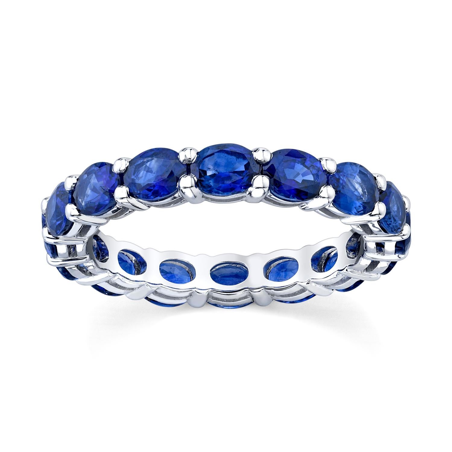 Eternity Band with Oval shaped Blue Sapphires For Sale