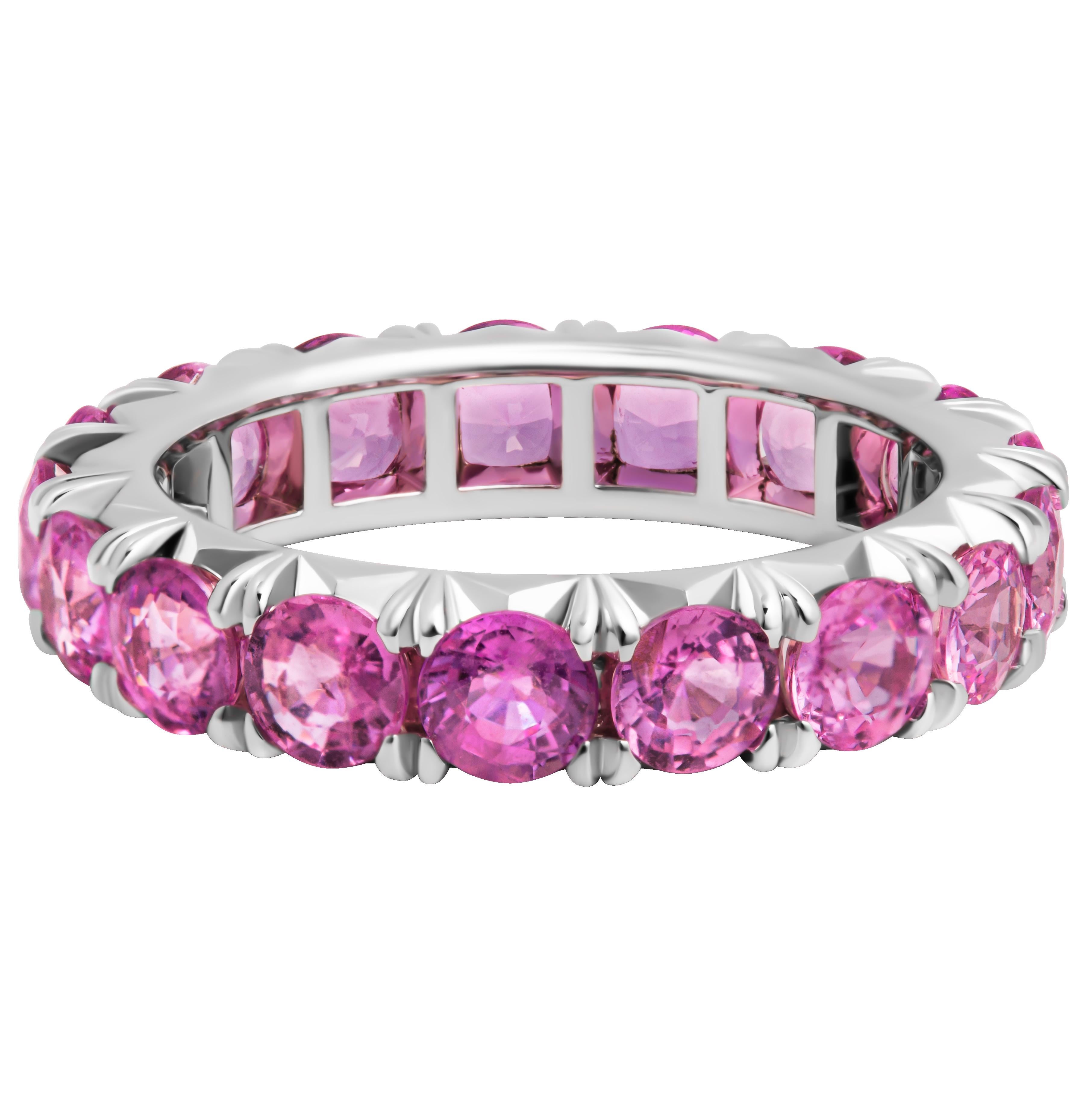 Anillo de eternidad con zafiros rosas Moderno en venta