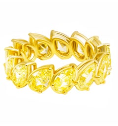 Eternity Band with Slanted Fancy Yellow Pear Shape Diamonds