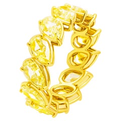 Eternity Band with Slanted Fancy Yellow Pear Shape Diamonds
