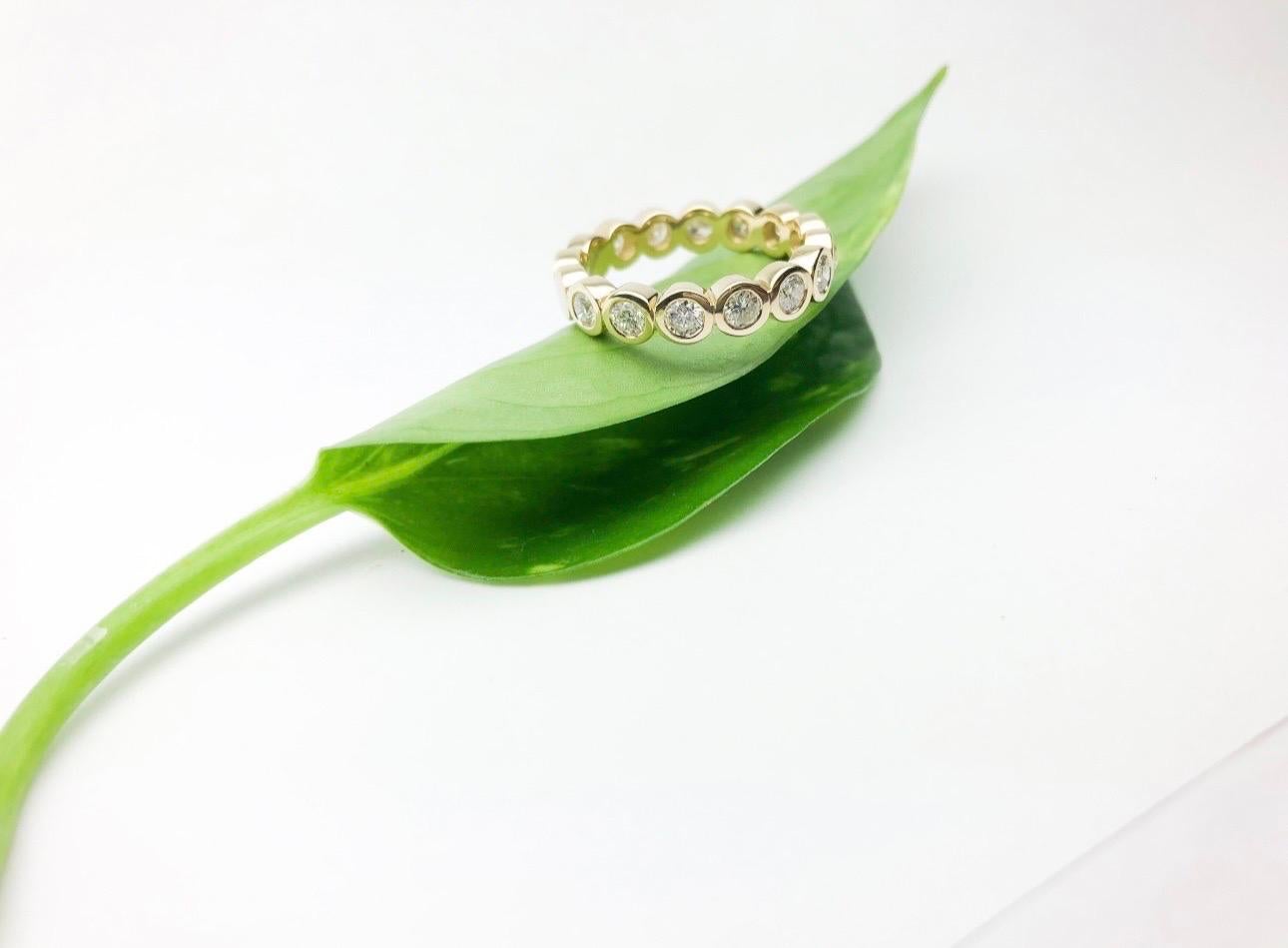 Eternity bezel set diamond ring 18KT yellow gold 2.50ct large eternity diamond In New Condition For Sale In Boca Raton, FL