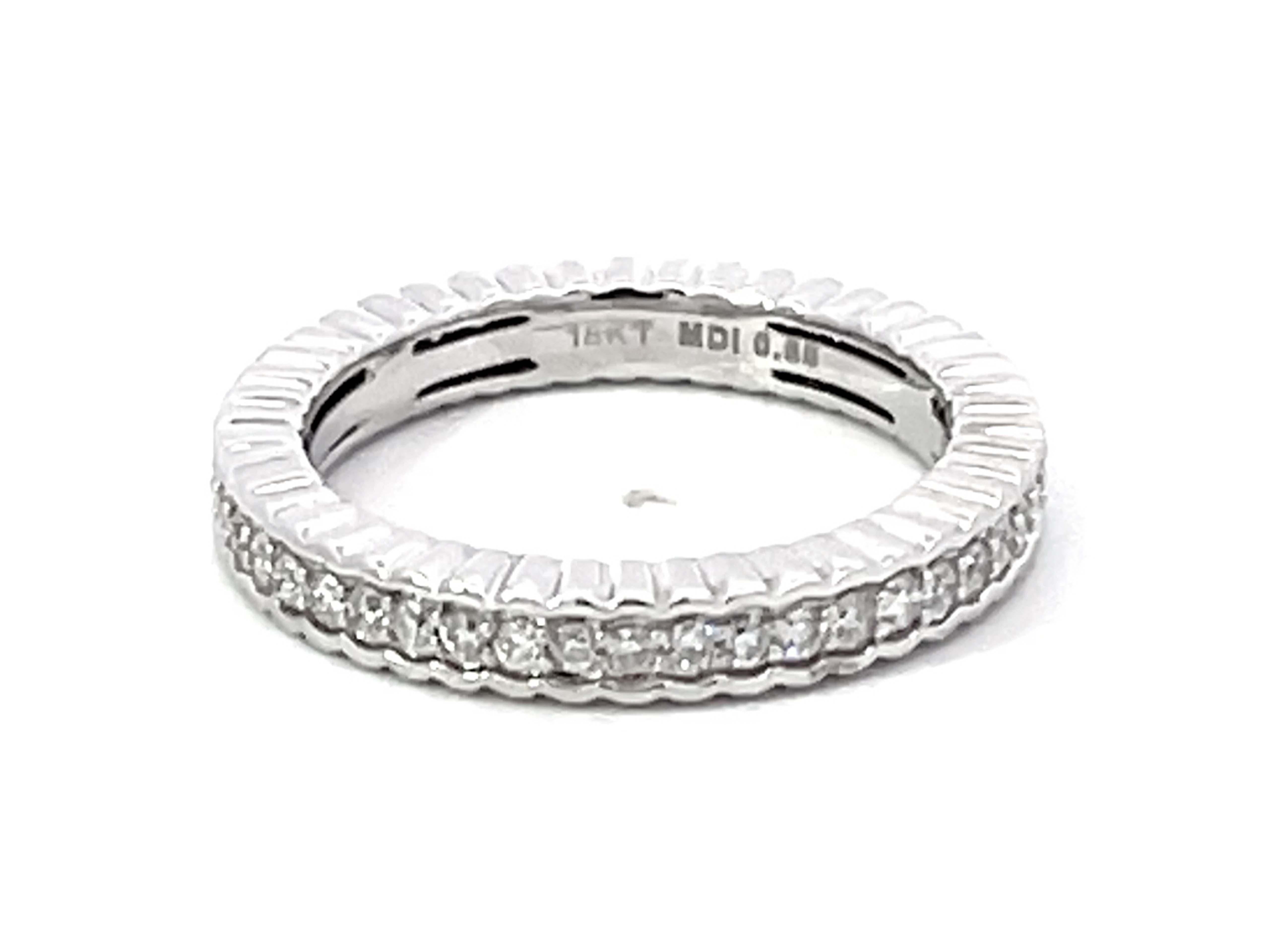 Modern Eternity Brilliant Cut Diamond Band Ring Solid 18k White Gold For Sale
