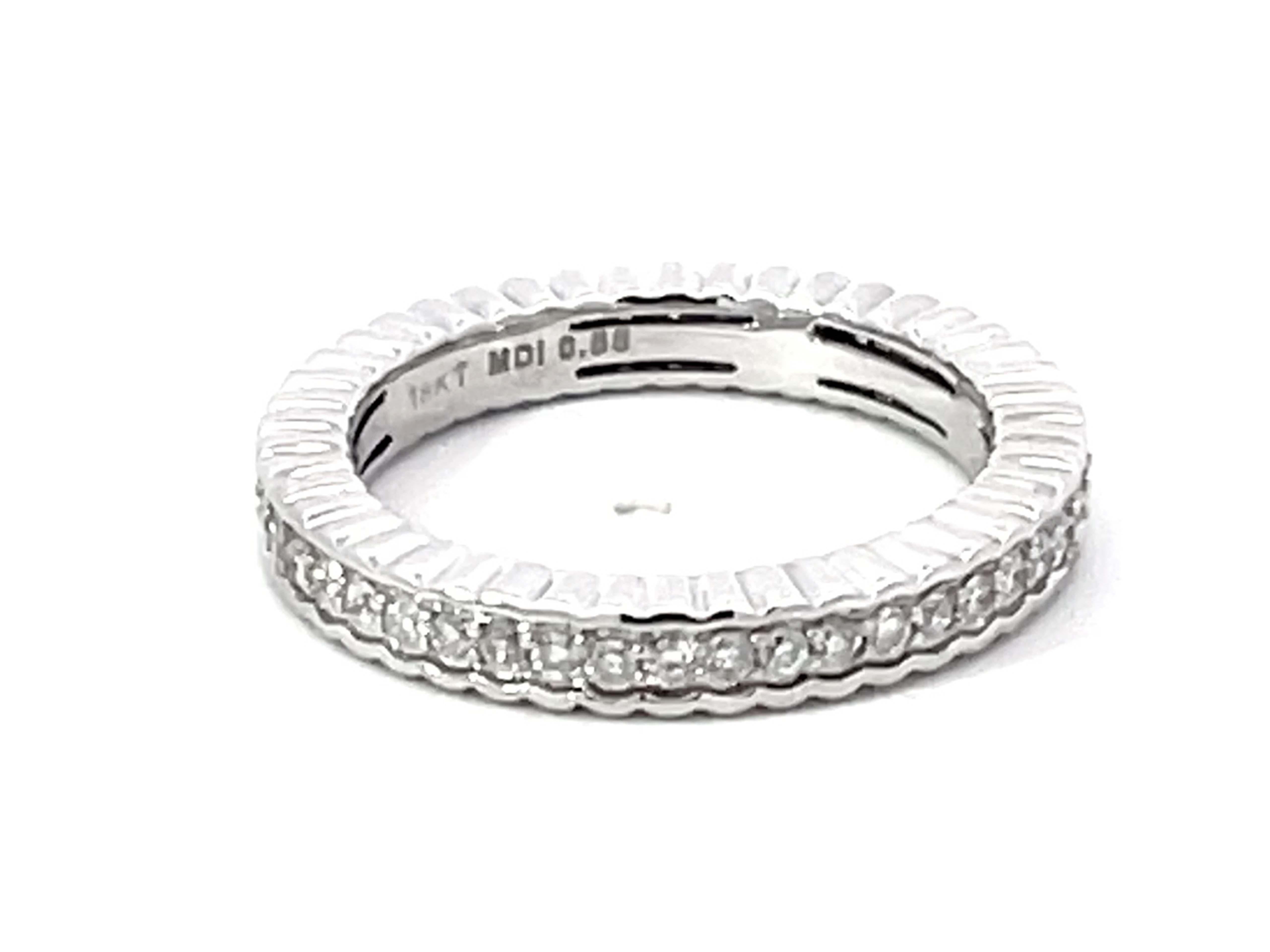 Women's or Men's Eternity Brilliant Cut Diamond Band Ring Solid 18k White Gold For Sale