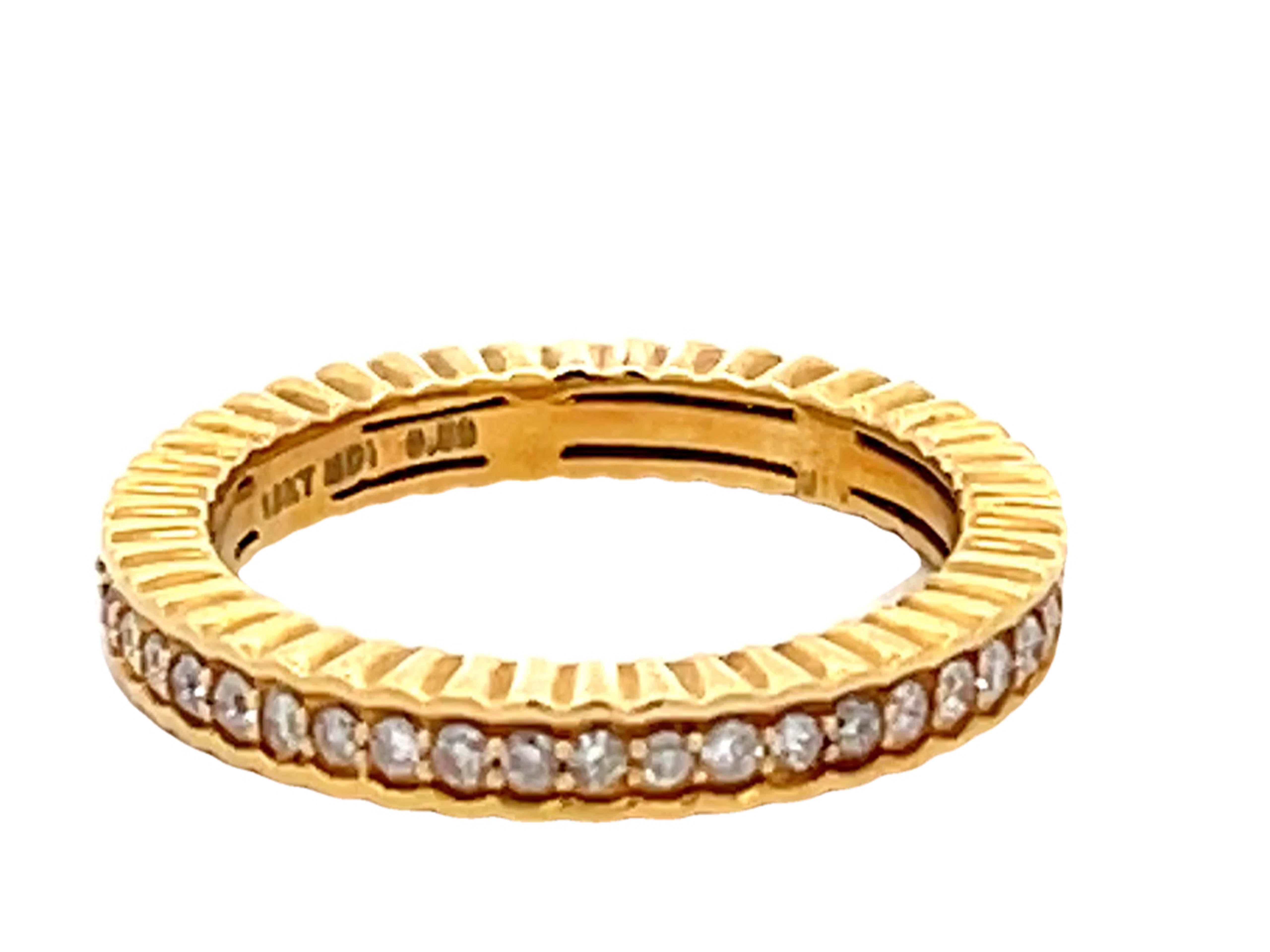 Eternity Brilliant Cut Diamond Band Stackable Ring Solid 18k Yellow Gold In New Condition For Sale In Honolulu, HI