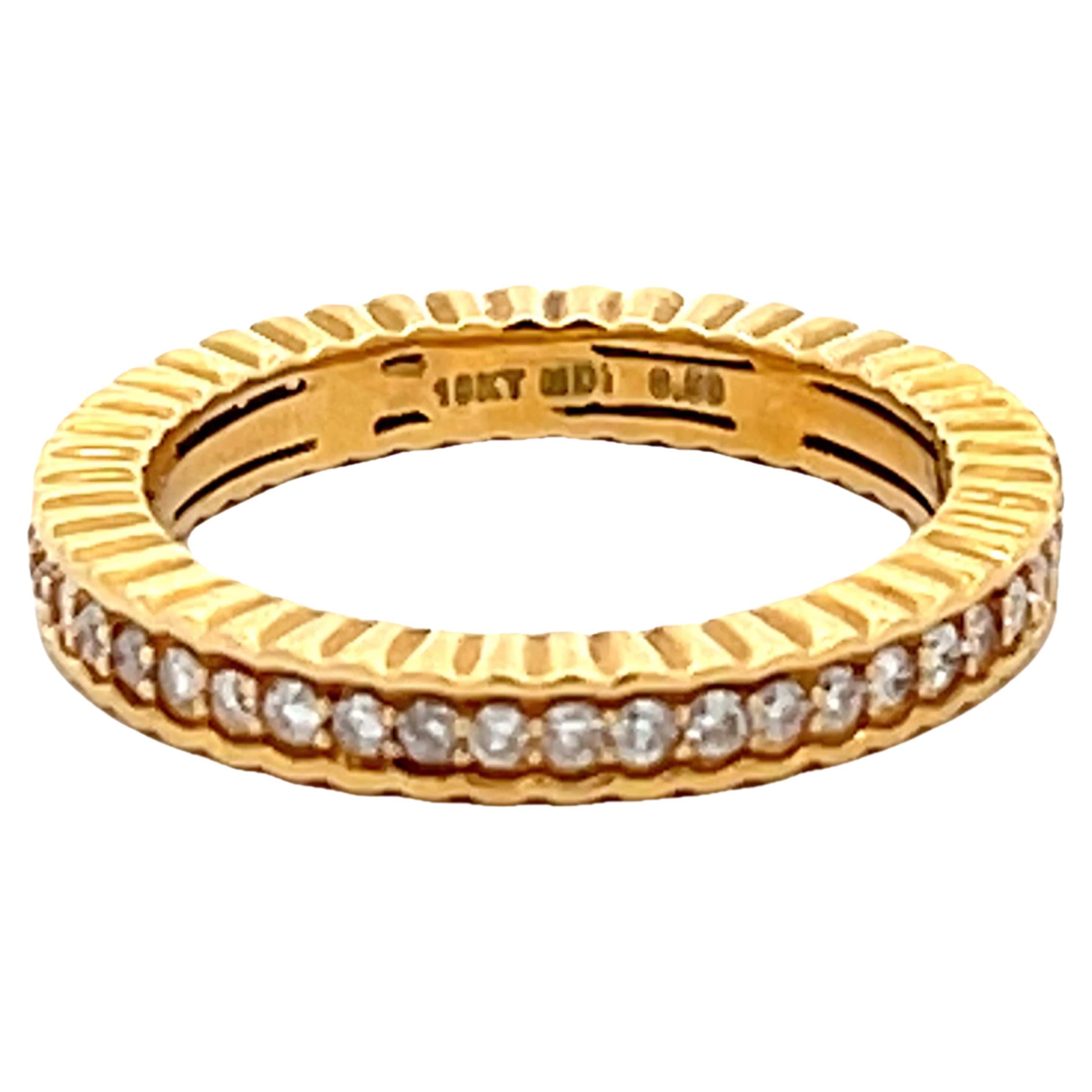 Eternity Brilliant Cut Diamond Band Stackable Ring Solid 18k Yellow Gold For Sale