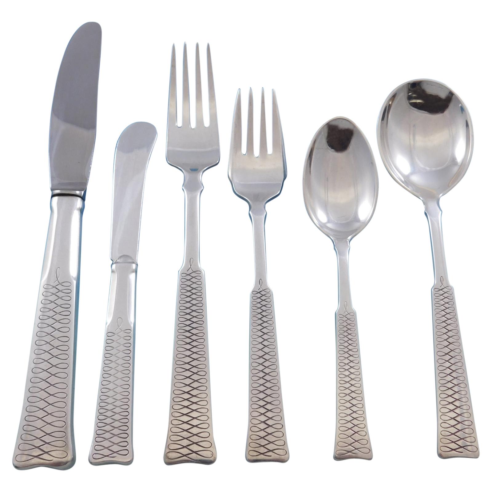 Eternity by Dragsted Danish Sterling Silver Flatware Set Service Denmark 81 Pcs For Sale