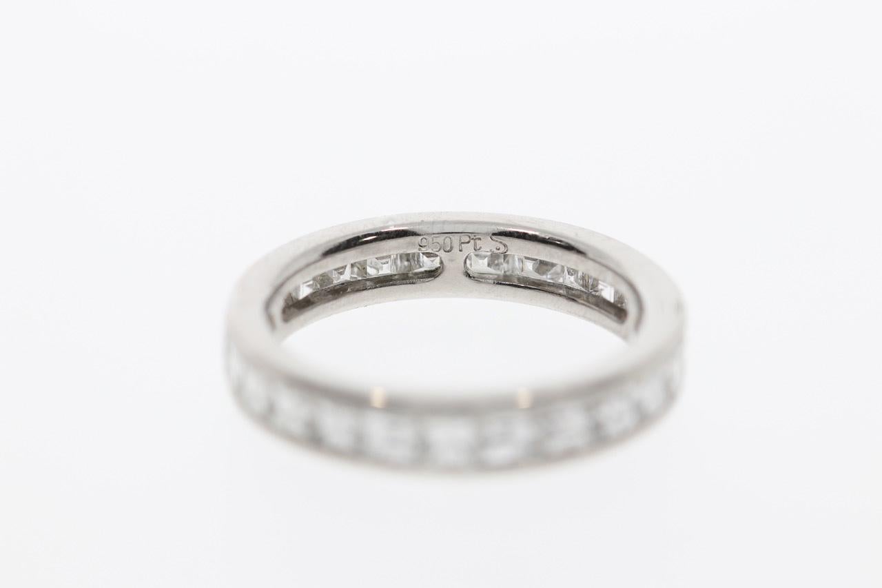 Contemporary Eternity Carré Diamond Platinum Ring For Sale