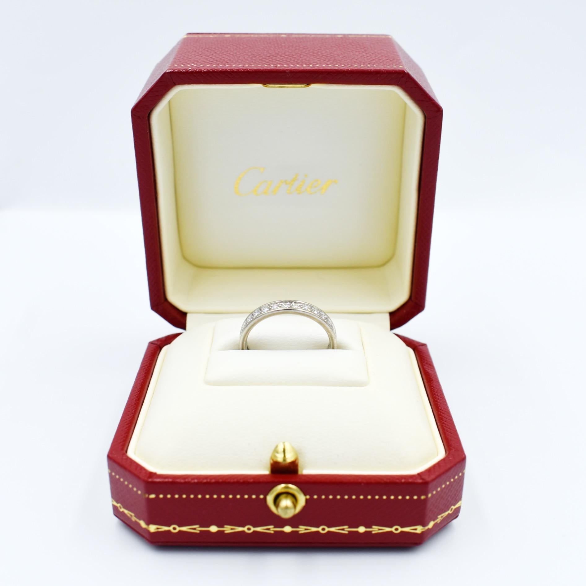 Round Cut Eternity Cartier band ring in gold and diamonds For Sale
