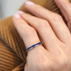 ETERNITY Channel Ring Band In 14Kt White Gold & 1.23 Ctw In Vivid Blue Sapphires