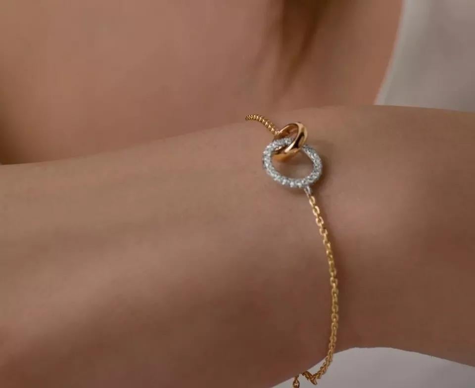 Eternity Circle of Life Bracelet in 14k Solid Gold Genuine Diamond In New Condition For Sale In Chicago, IL