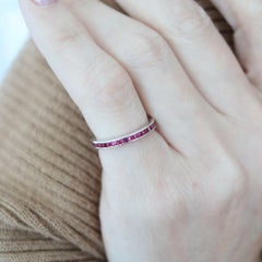 ETERNITY Classic Ring Band In 14Kt White Gold With 1.40 Carats Vivid Red Rubies