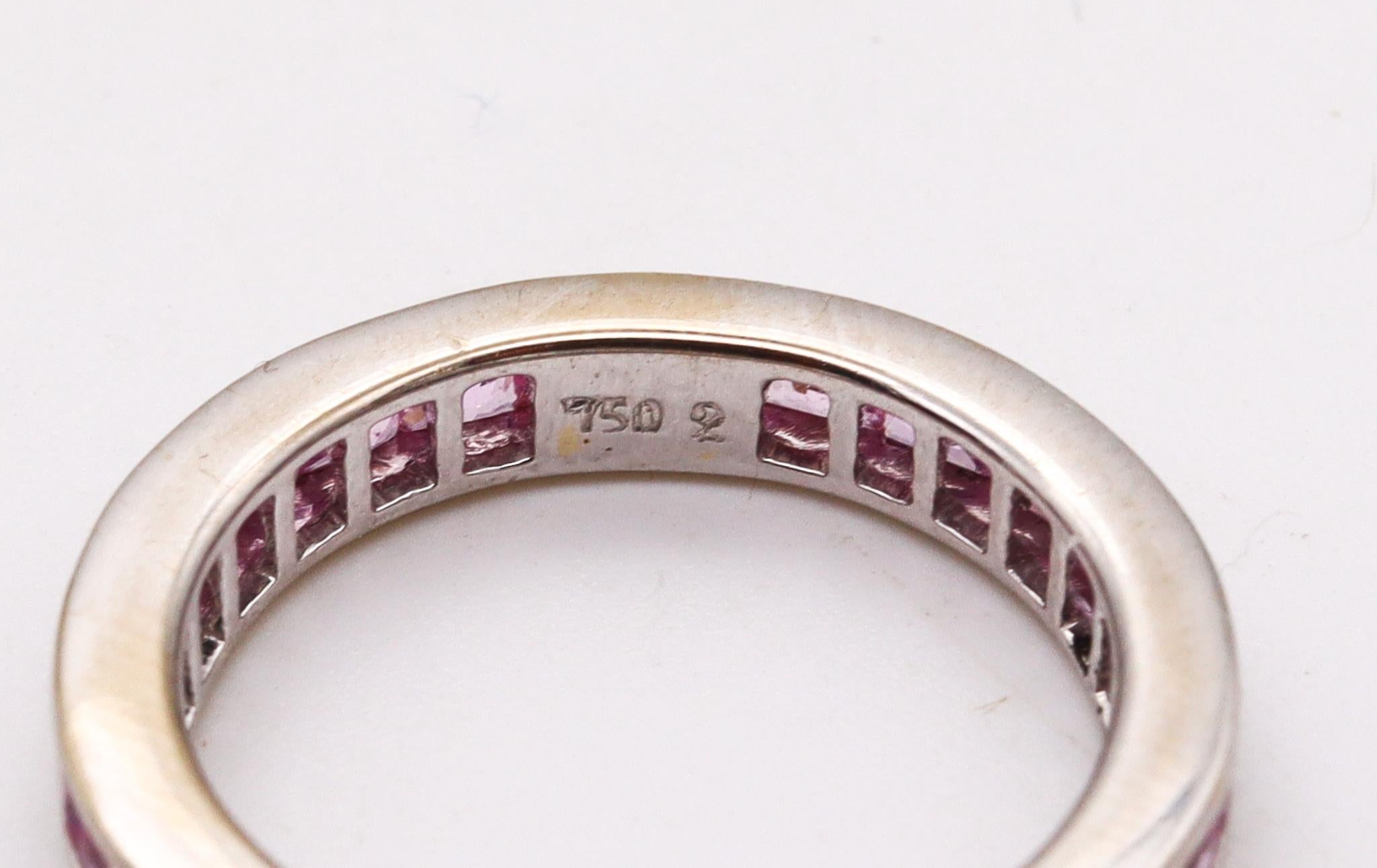 Women's Eternity Classic Ring Band in 18Kt White Gold with 2.70 Carats in Pink Sapphires For Sale
