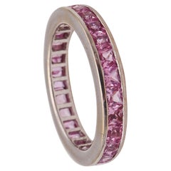 Vintage Eternity Classic Ring Band in 18Kt White Gold with 2.70 Carats in Pink Sapphires