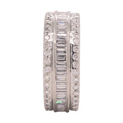 Eternity Diamond Band 18 Karat White Gold Round and Baguettes Thick Band