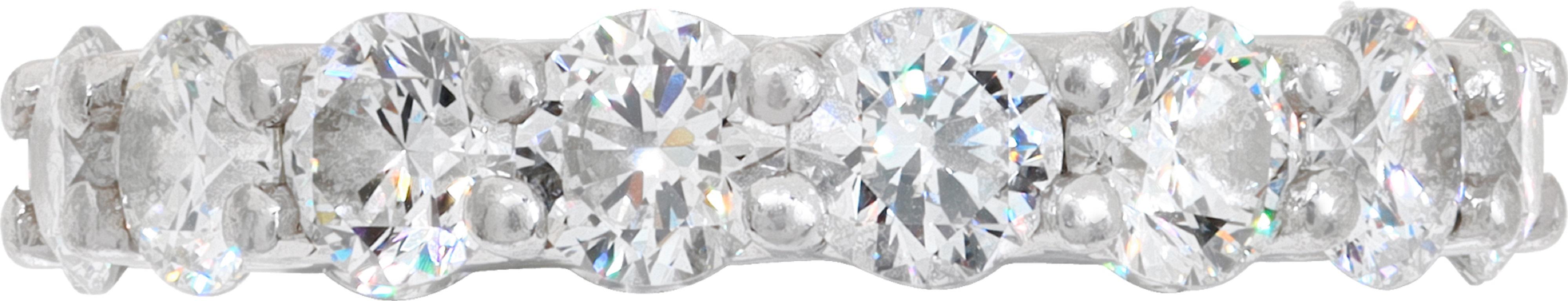 Anillo de eternidad de diamantes en platino con aproximadamente 4,75 quilates en diamantes redondos talla brillante color G-H, claridad VS. Talla 7

Este anillo de diamantes es actualmente de la talla 7, pero algunos artículos se pueden cambiar de