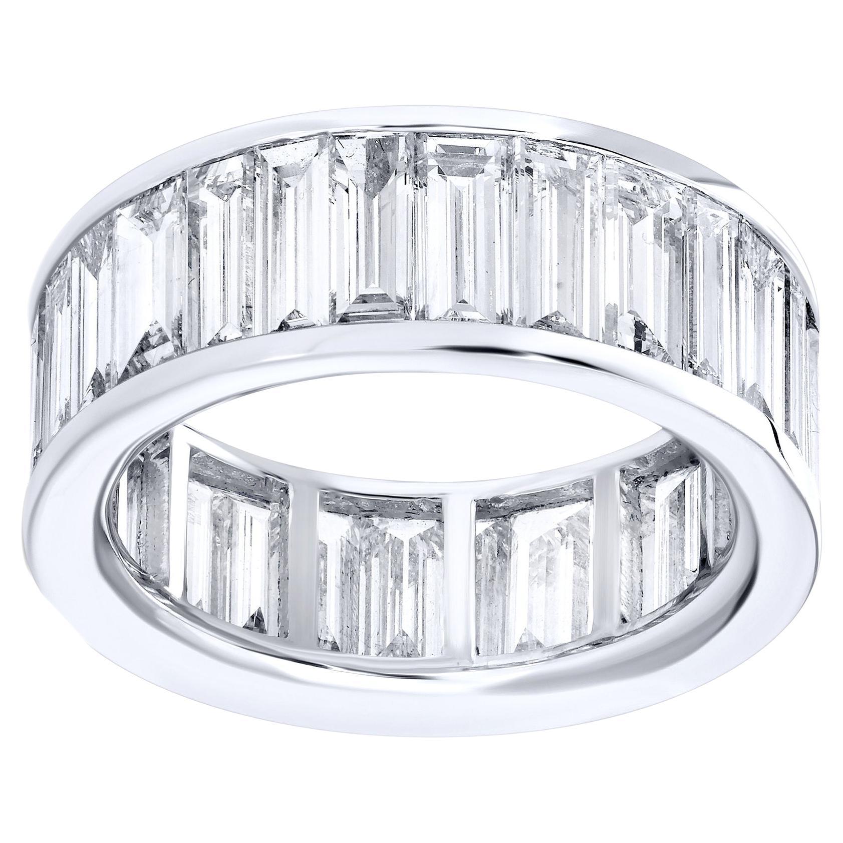 Eternity Diamond Band Ring Baguette Cut 6.33 Carats Platinum