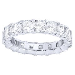 Eternity Diamond Band Ring Cushion Cut 6.53 Carats 18K White Gold