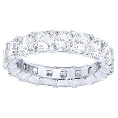 Anillo Eternidad Diamante Corte Cojín 6,53 Quilates Oro Blanco 18K