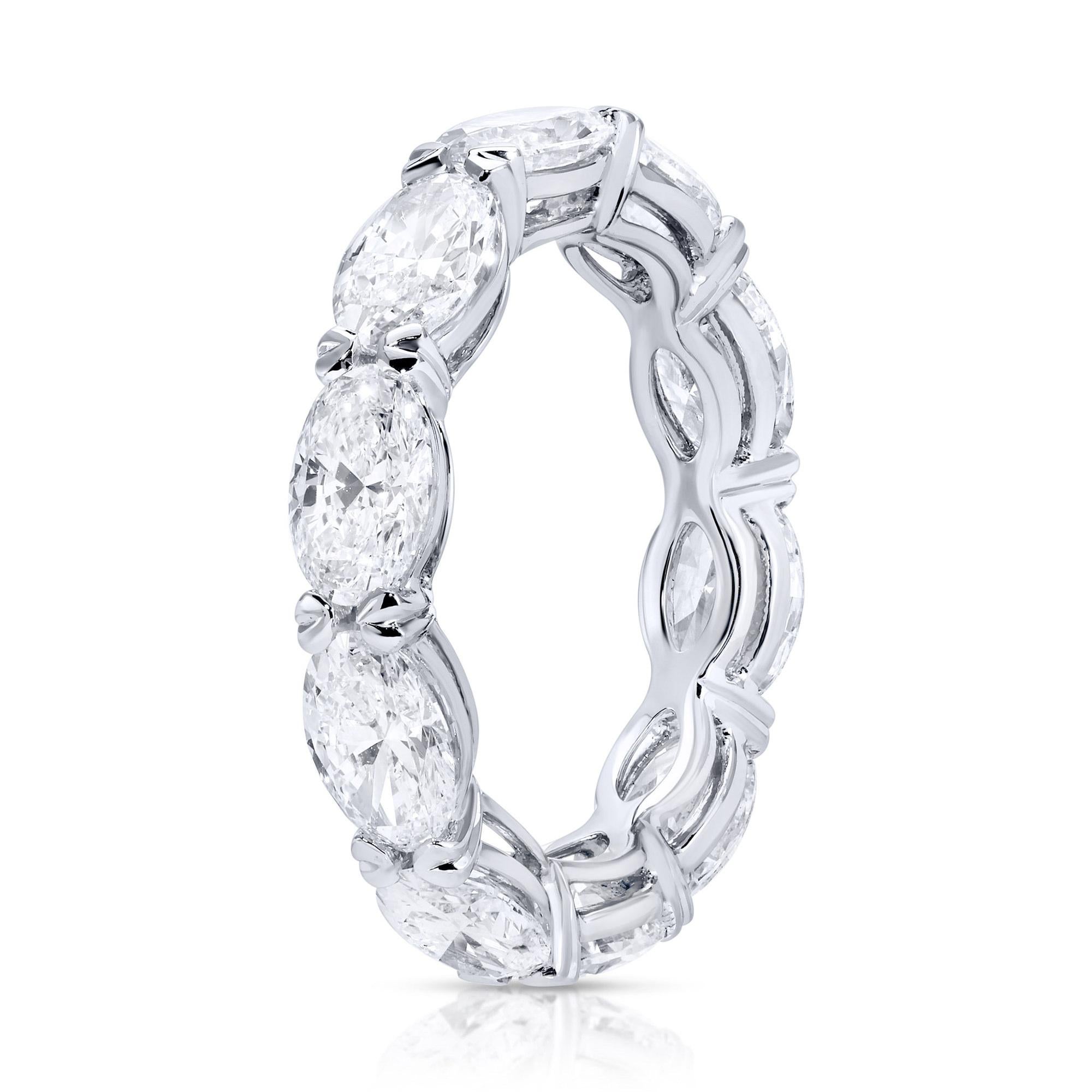 Eternity Diamond Band Ring Oval Cut 5.03 Carats 18K White Gold In Excellent Condition For Sale In Aliso Viejo, CA