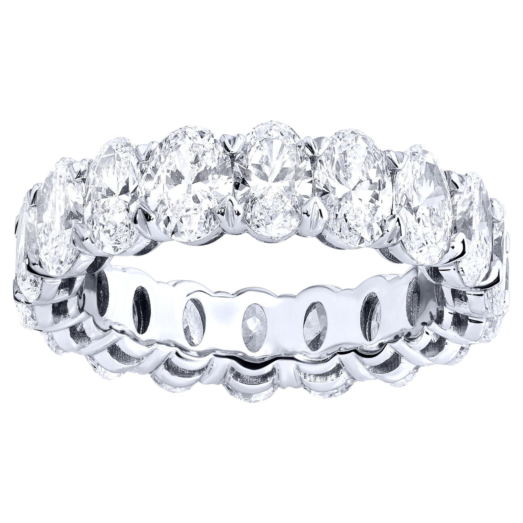 Anillo Eternidad Diamante Talla Oval 5.8 Quilates Oro Blanco 18K
