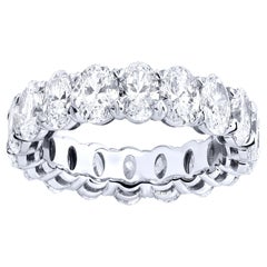 Bague d'éternité en or blanc 18 carats avec diamant taille ovale de 5,8 carats