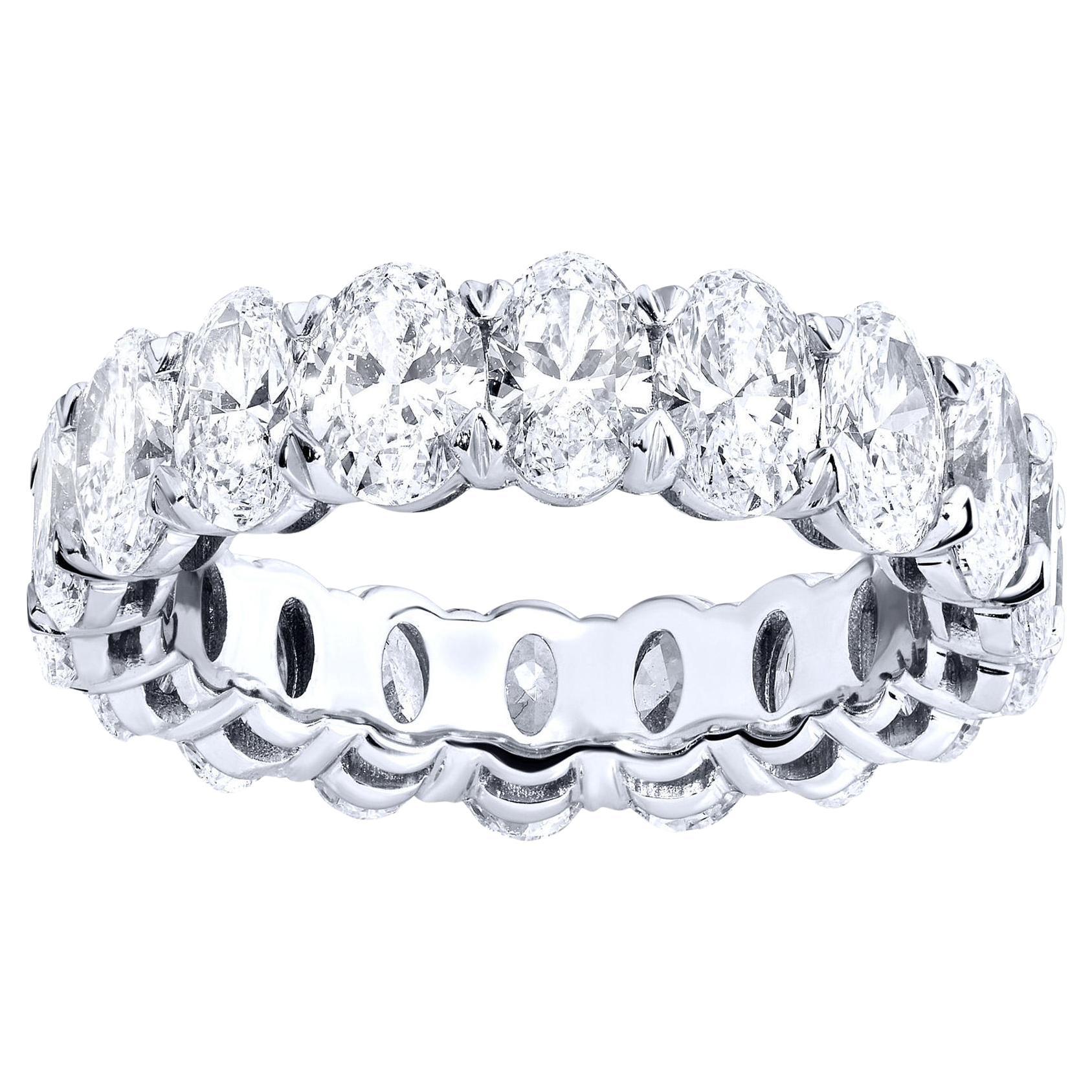 Anillo Eternidad Diamante Talla Oval 5.8 Quilates Oro Blanco 18K