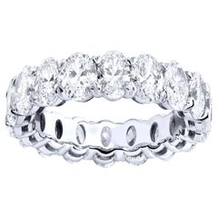 Bague d'éternité en or blanc 18 carats avec diamant taille ovale de 5,8 carats