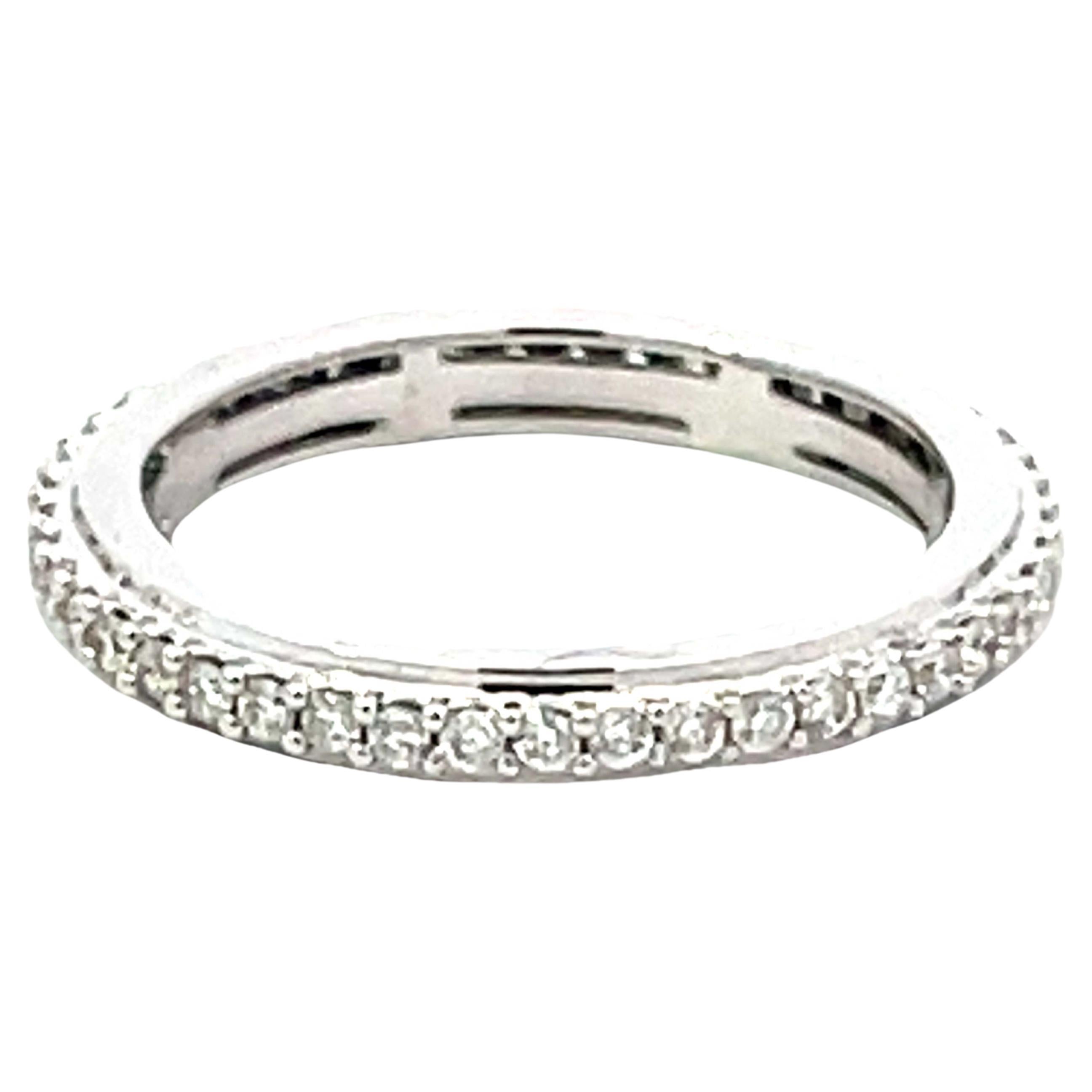 Eternity Diamond Band Ring Solid 18k White Gold For Sale