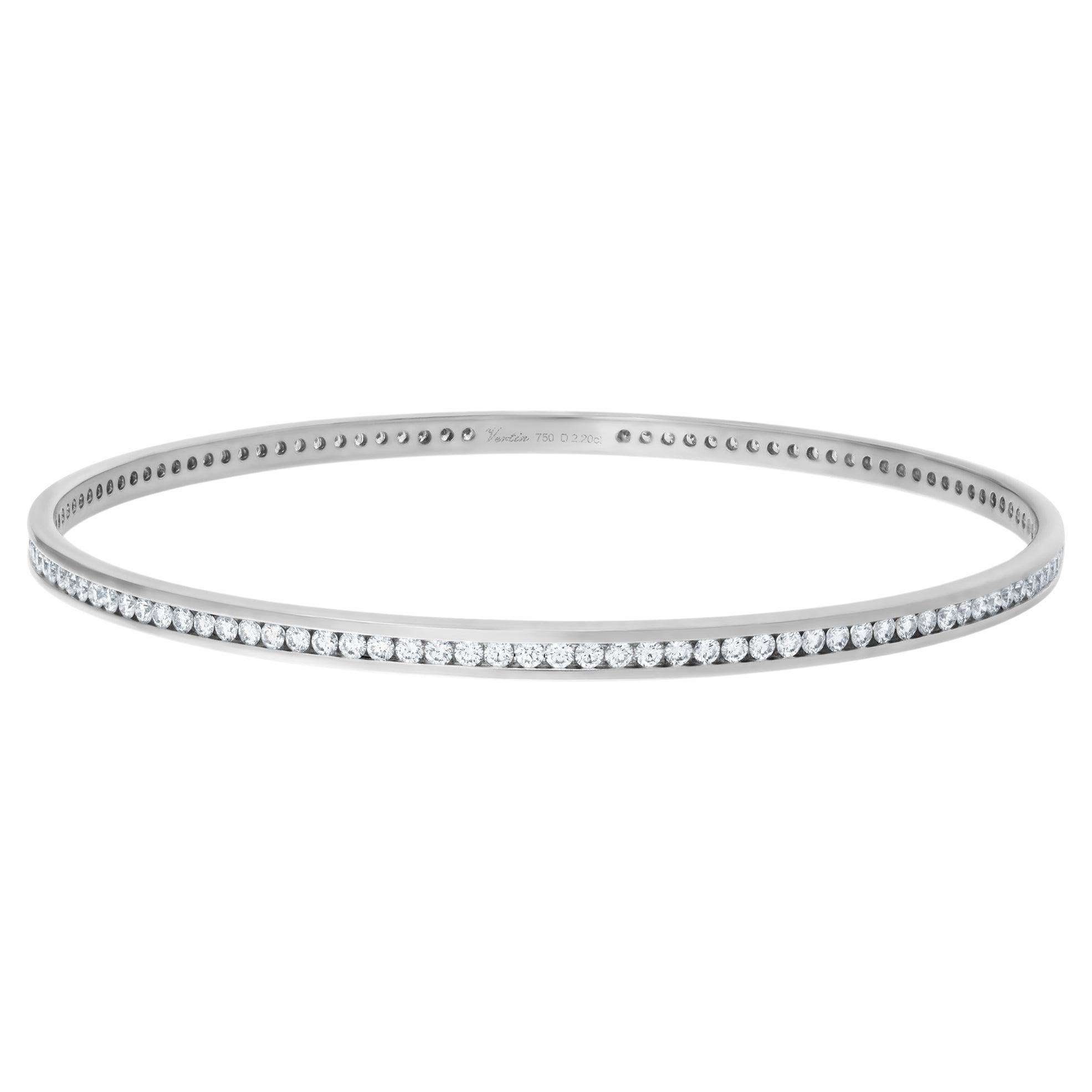 Eternity diamond bangle in white gold signed 'Vertin' with diamonds For Sale