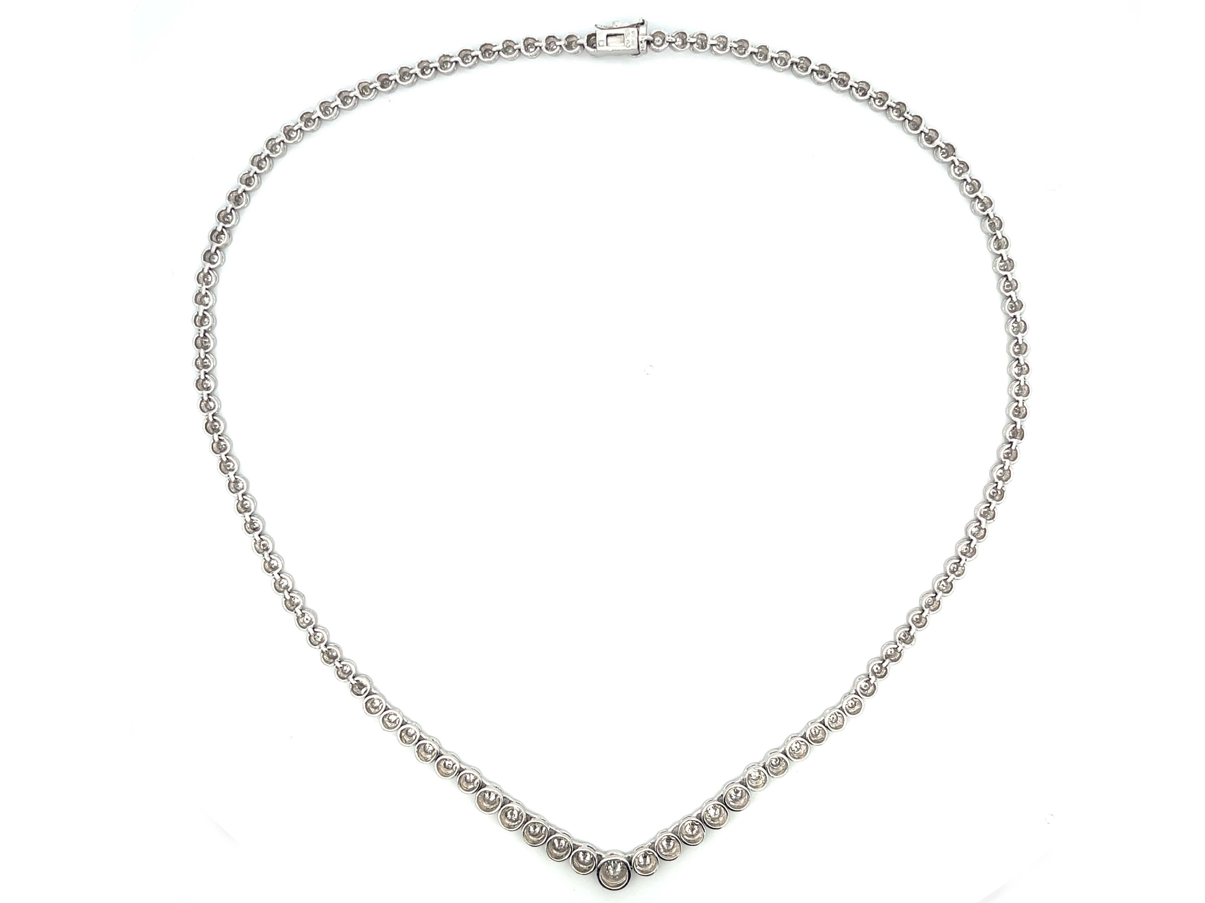 Modern Eternity Diamond Necklace in Platinum For Sale