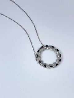 Eternity Diamond Pendant Circle Pendant Necklace Sapphire Diamond Filigree