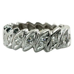 Eternity Diamond Ring 14K White Gold Band Single Cut .90 TDW