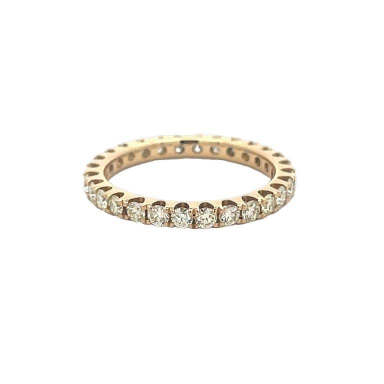 Eternity Diamond Ring RD 1.25CT 14K YG In New Condition For Sale In New York, NY