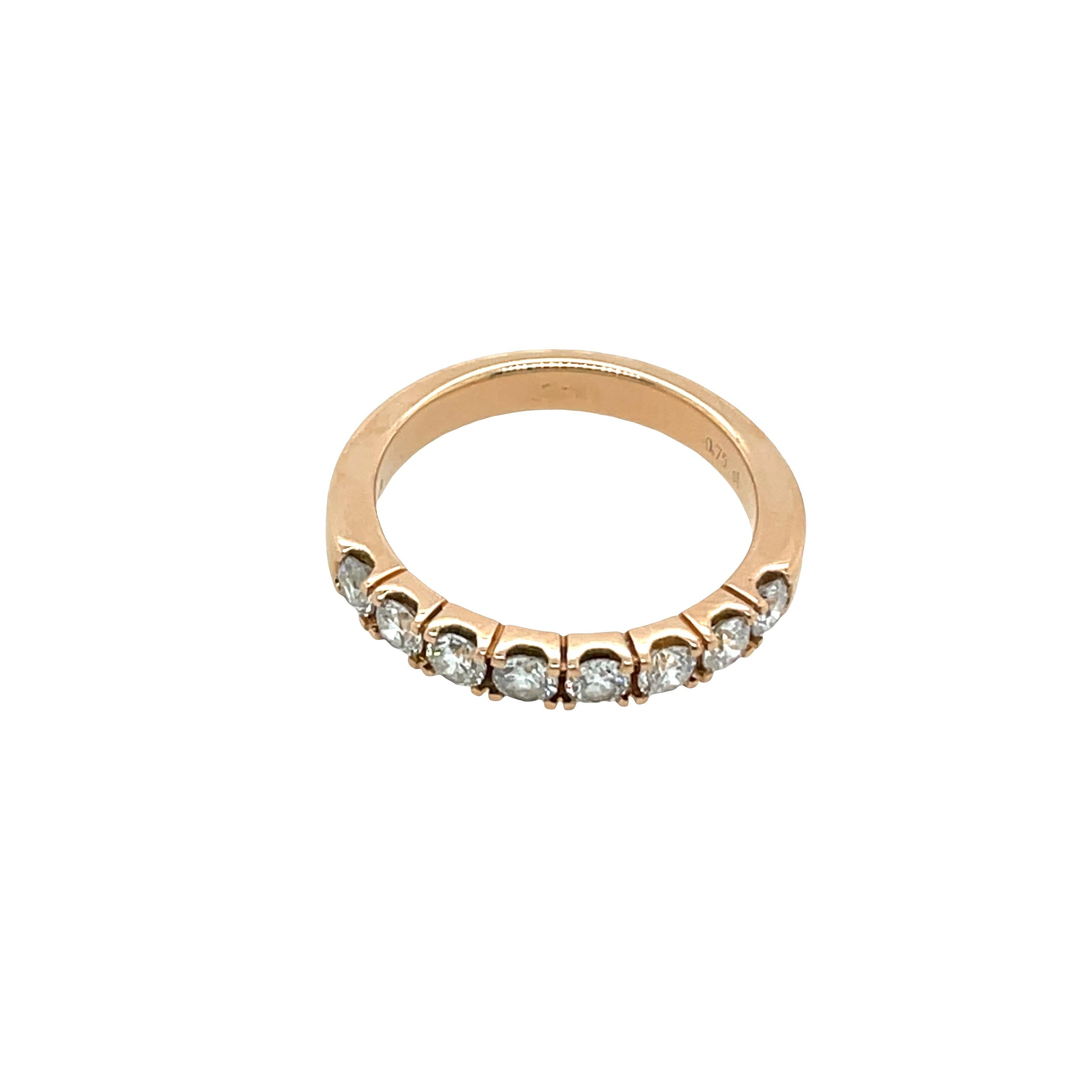 Bague d'éternité en or rose 18 ct sertie de 0,75 ct de diamants Excellent état - En vente à London, GB
