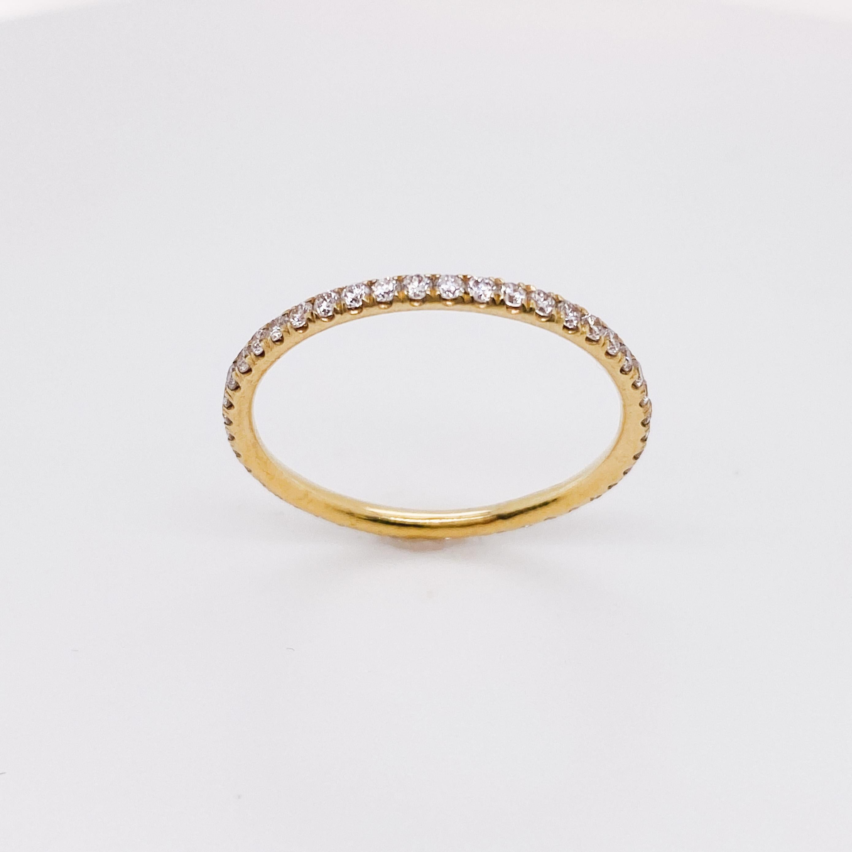 Contemporary Eternity Diamond Ring Slender 18K Yellow Gold, 1/2 Carat Diamonds, 0.52 Carats For Sale