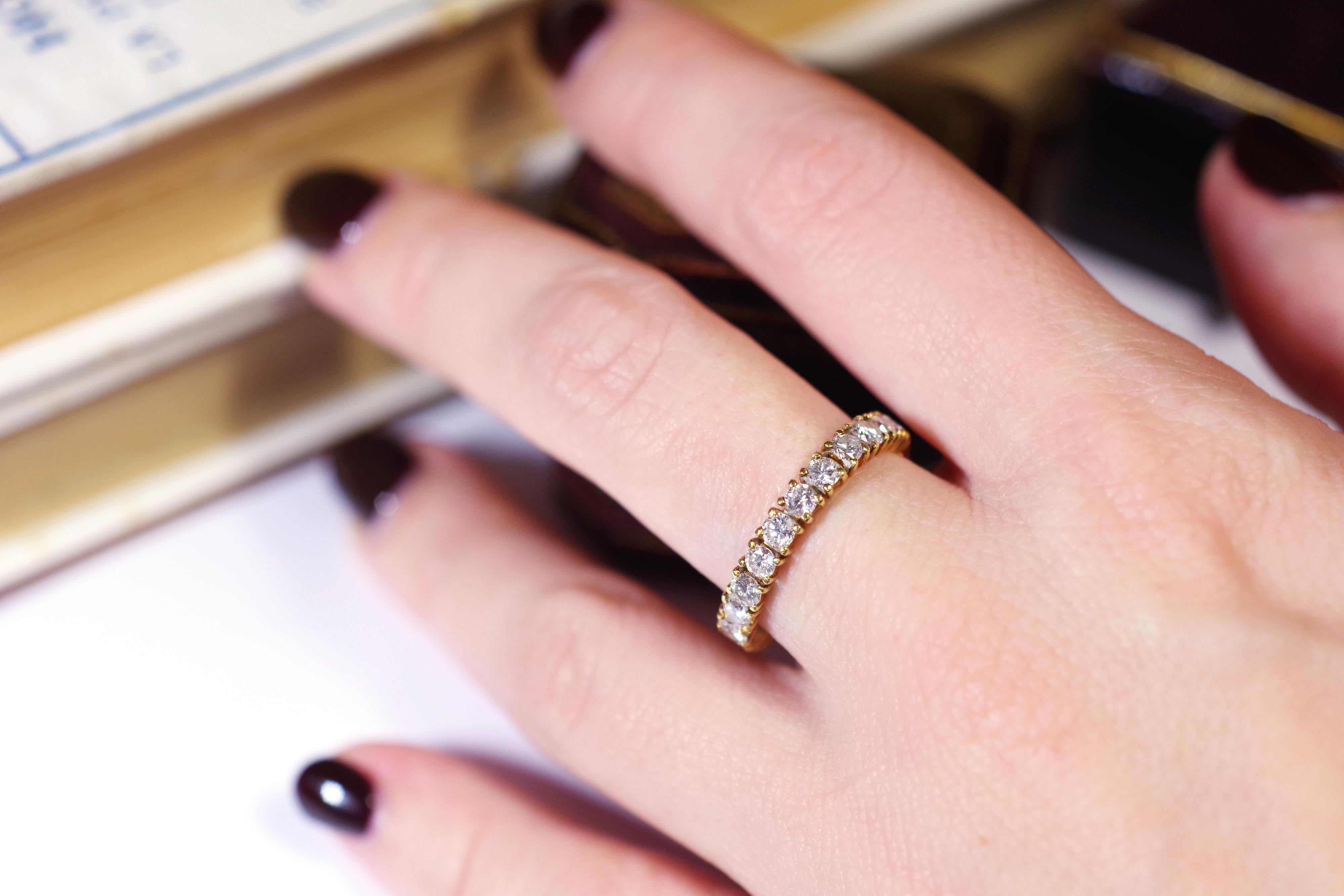 Eternity Diamond Wedding Ring in 18k Gold, Brilliant Cut Diamonds For Sale 4