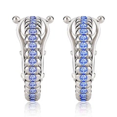 Boucles d'oreilles éternité avec saphirs bleus