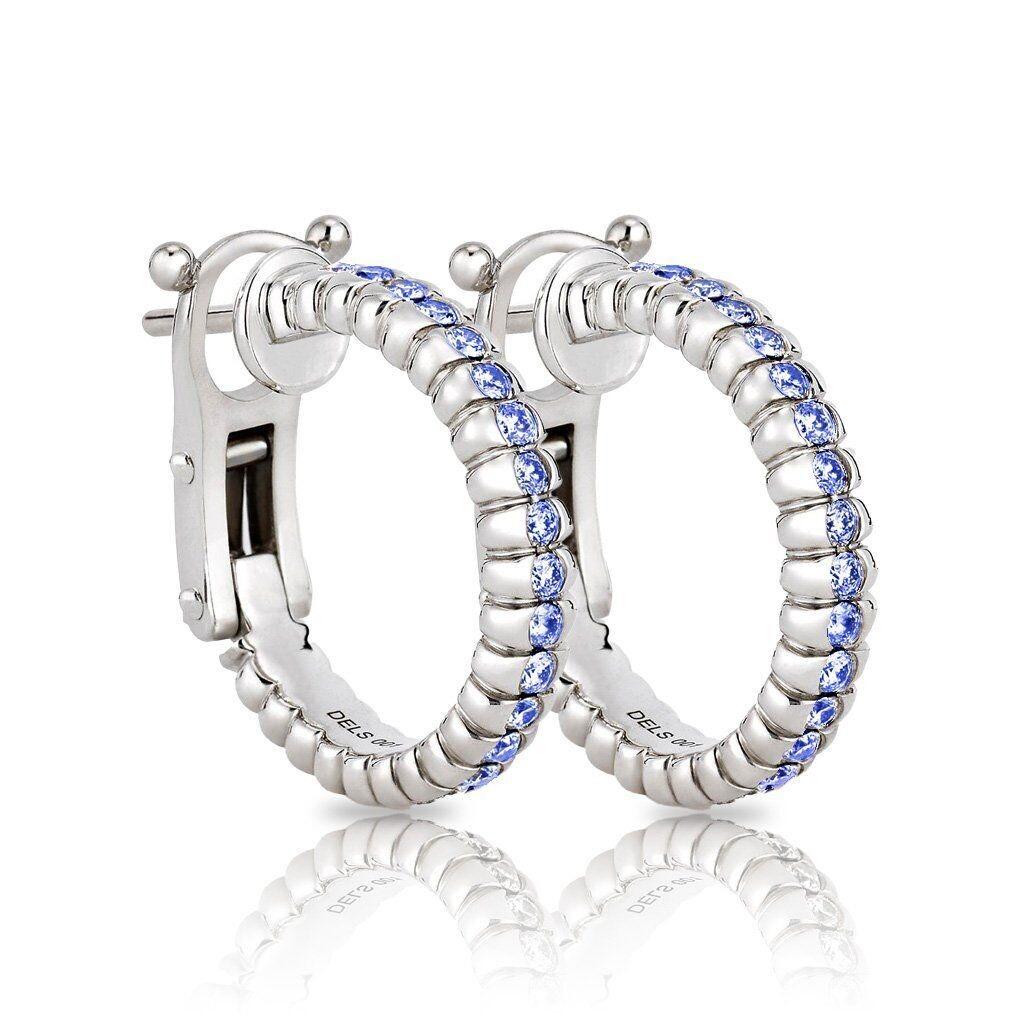 Eternity Earrings with Blue Sapphires In New Condition For Sale In Roslyn, NY