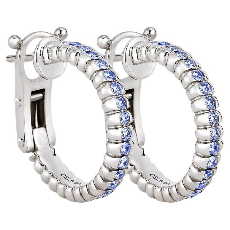 Eternity Earrings with Blue Sapphires For Sale