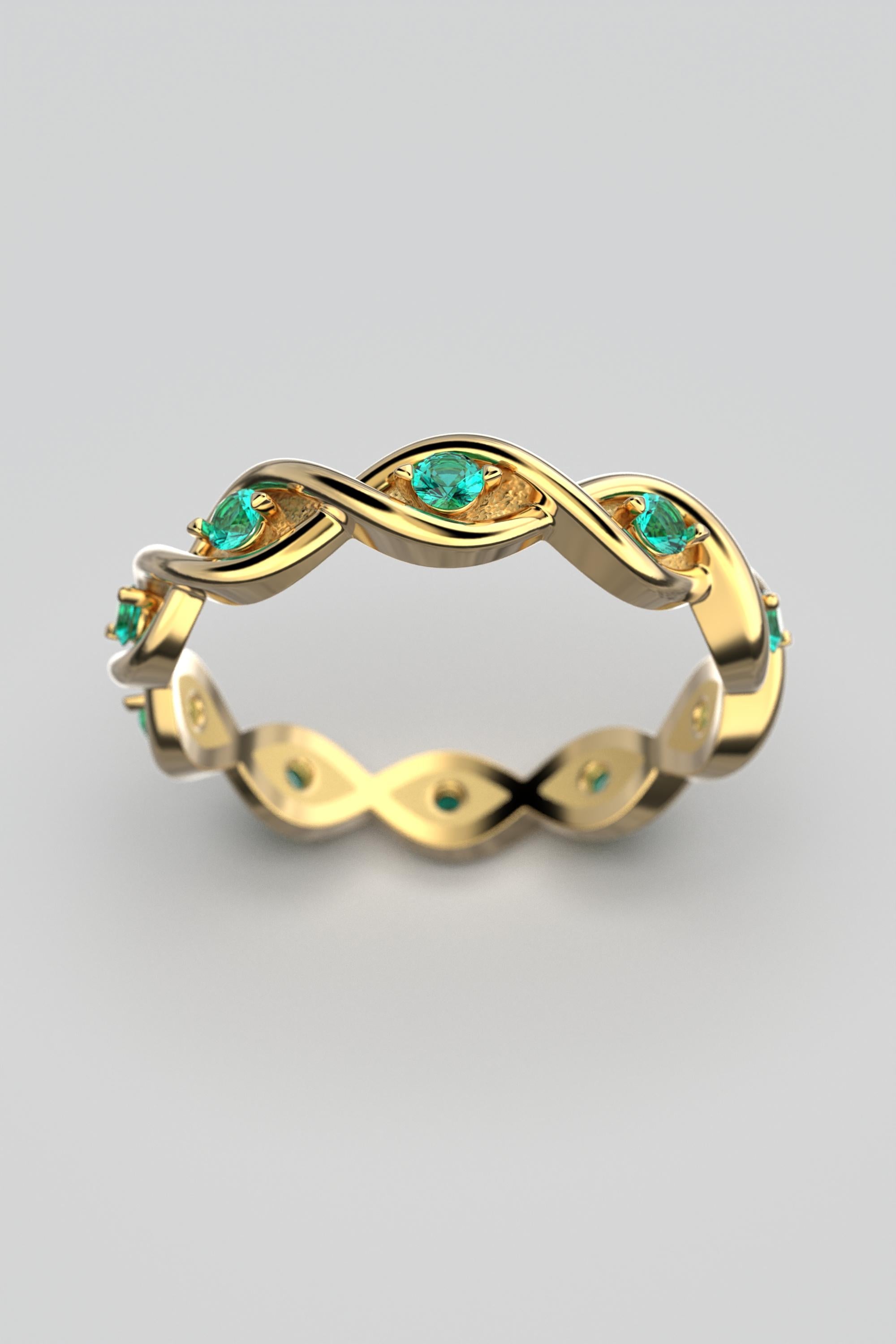 For Sale:  Eternity Emerald Gold Band Made in Italy By Oltremare Gioielli  18K Solid Gold 2