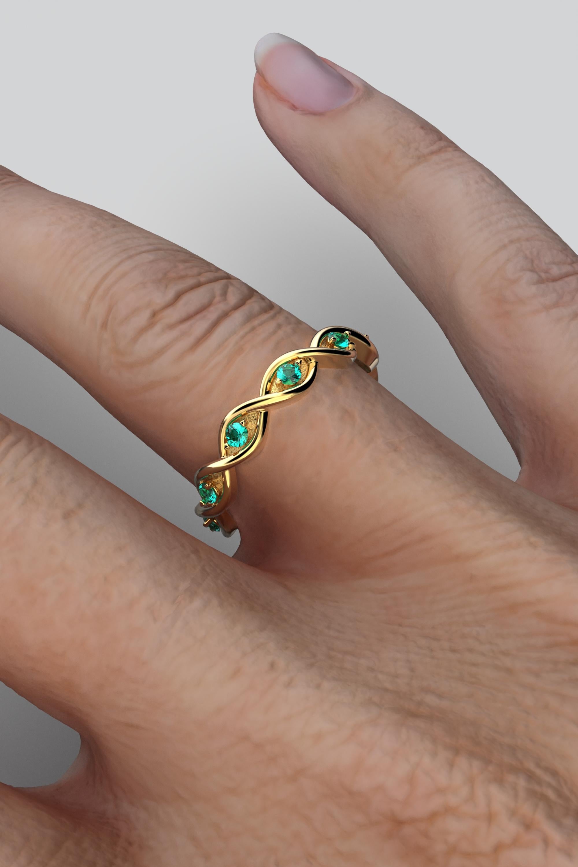 For Sale:  Eternity Emerald Gold Band Made in Italy By Oltremare Gioielli  18K Solid Gold 3