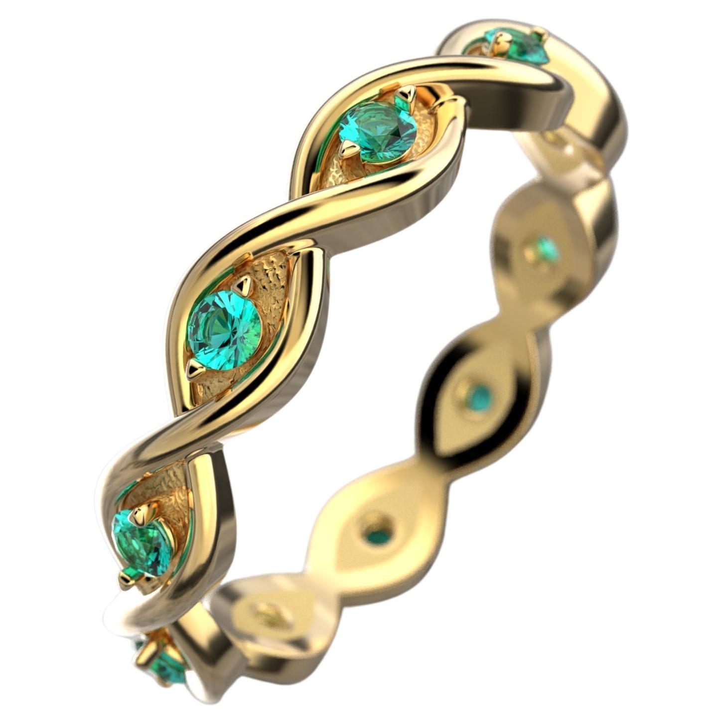 For Sale:  Eternity Emerald Gold Band Made in Italy By Oltremare Gioielli  18K Solid Gold