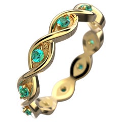 Eternity-Smaragd-Goldring, hergestellt in Italien von Oltremare Gioielli  18K Massiv Gold