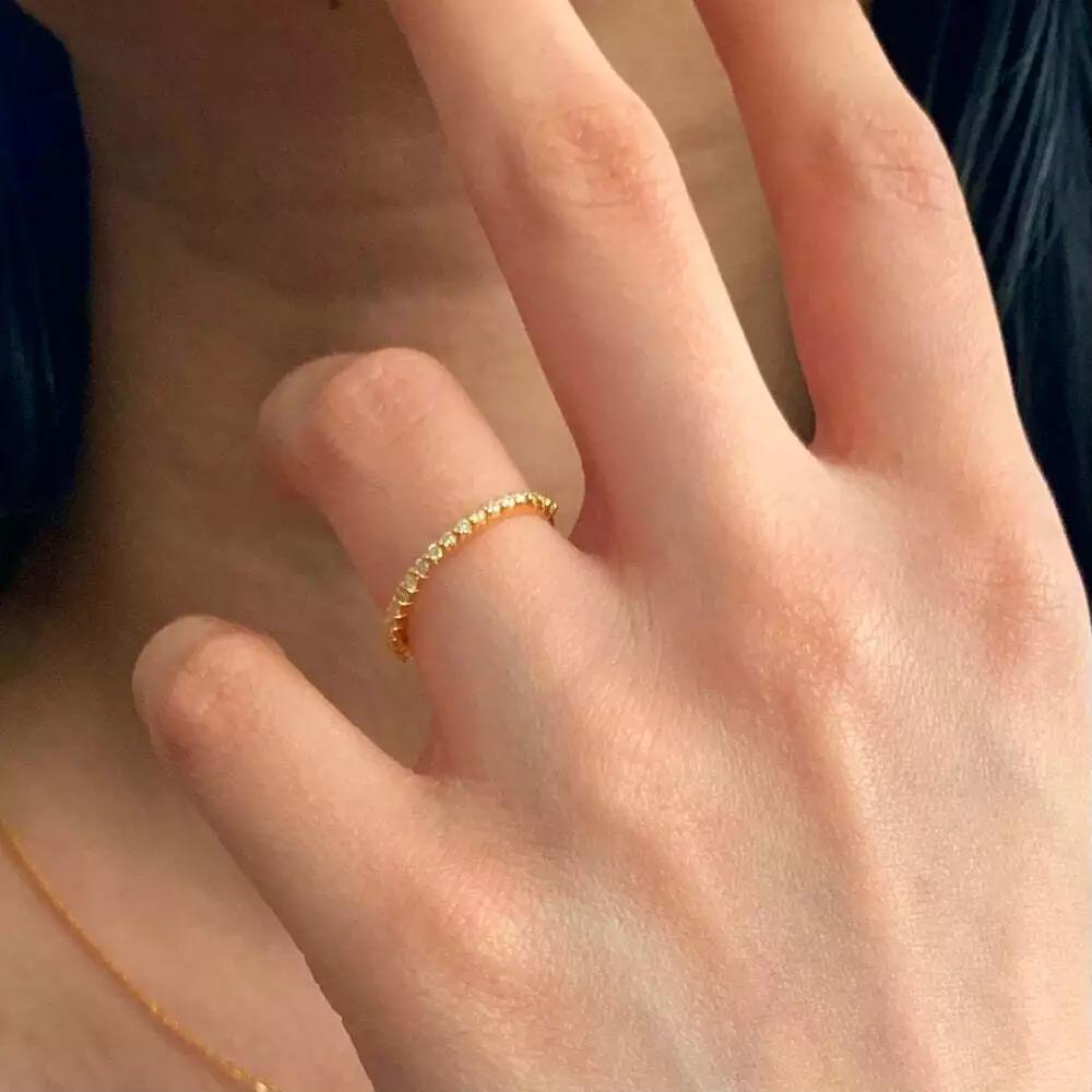 Eternity Gold Half Diamond Band Ring 14K Round Wedding 14k Ladies White Diamonds
Light weight can be worn everyday

Additional information:
Condition: New without tags: A brand-new, unused, and unworn item (including handmade items) that is not in