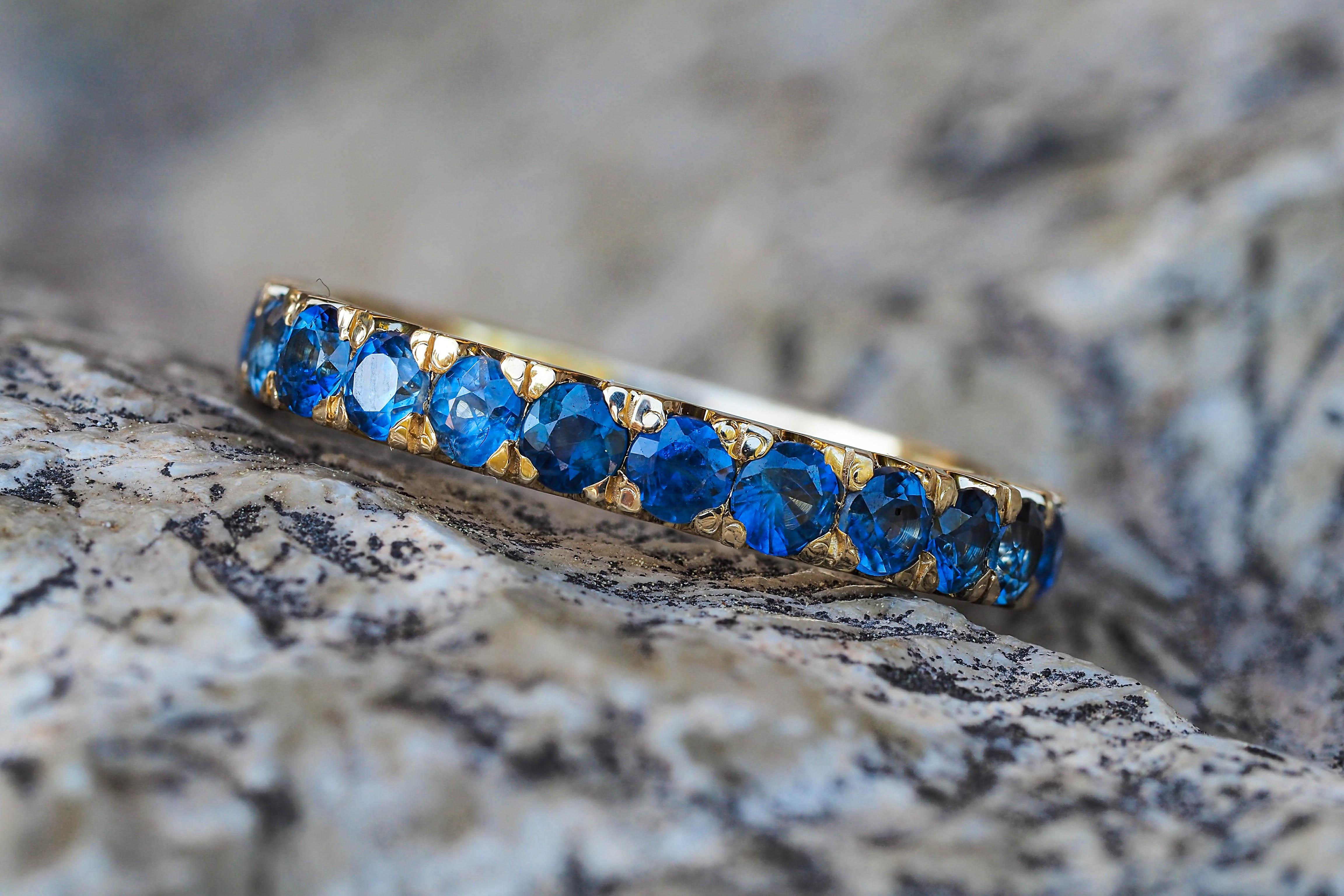 For Sale:  Eternity Gold Ring Set Blue, Yellow, White, Pink sapphire, tourmalines, emeralds 9