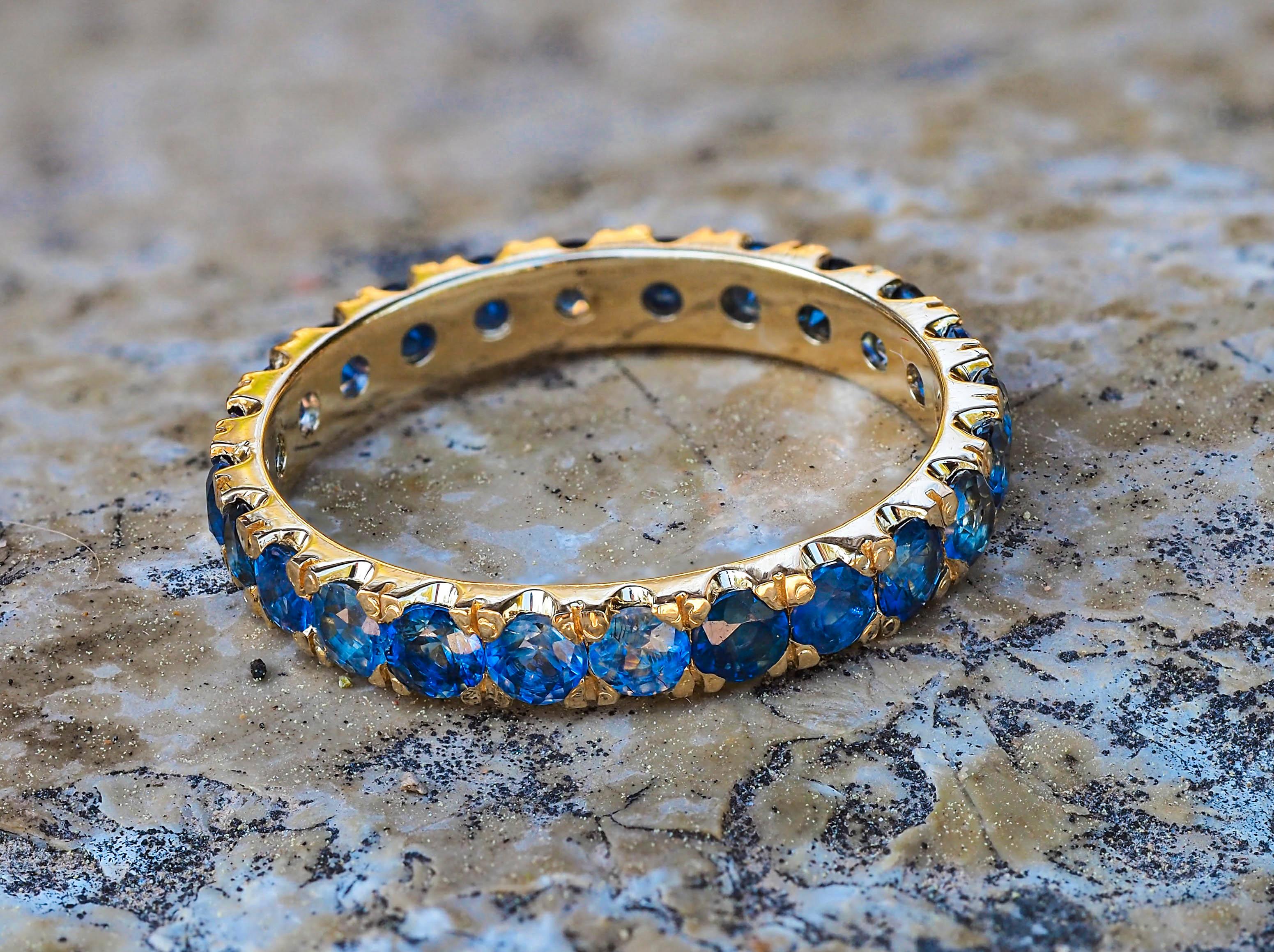 For Sale:  Eternity Gold Ring Set Blue, Yellow, White, Pink sapphire, tourmalines, emeralds 10