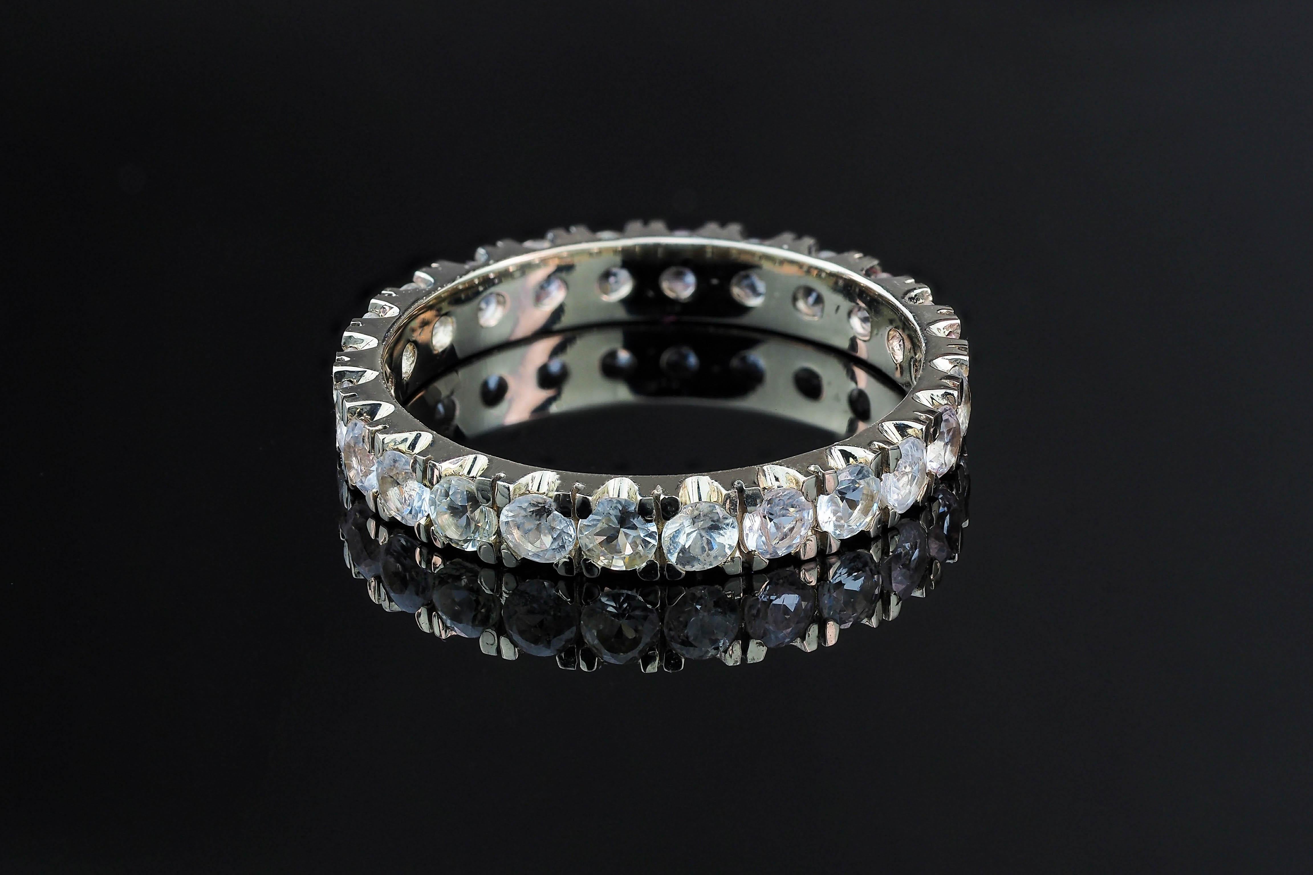 For Sale:  Eternity Gold Ring Set Blue, Yellow, White, Pink sapphire, tourmalines, emeralds 12