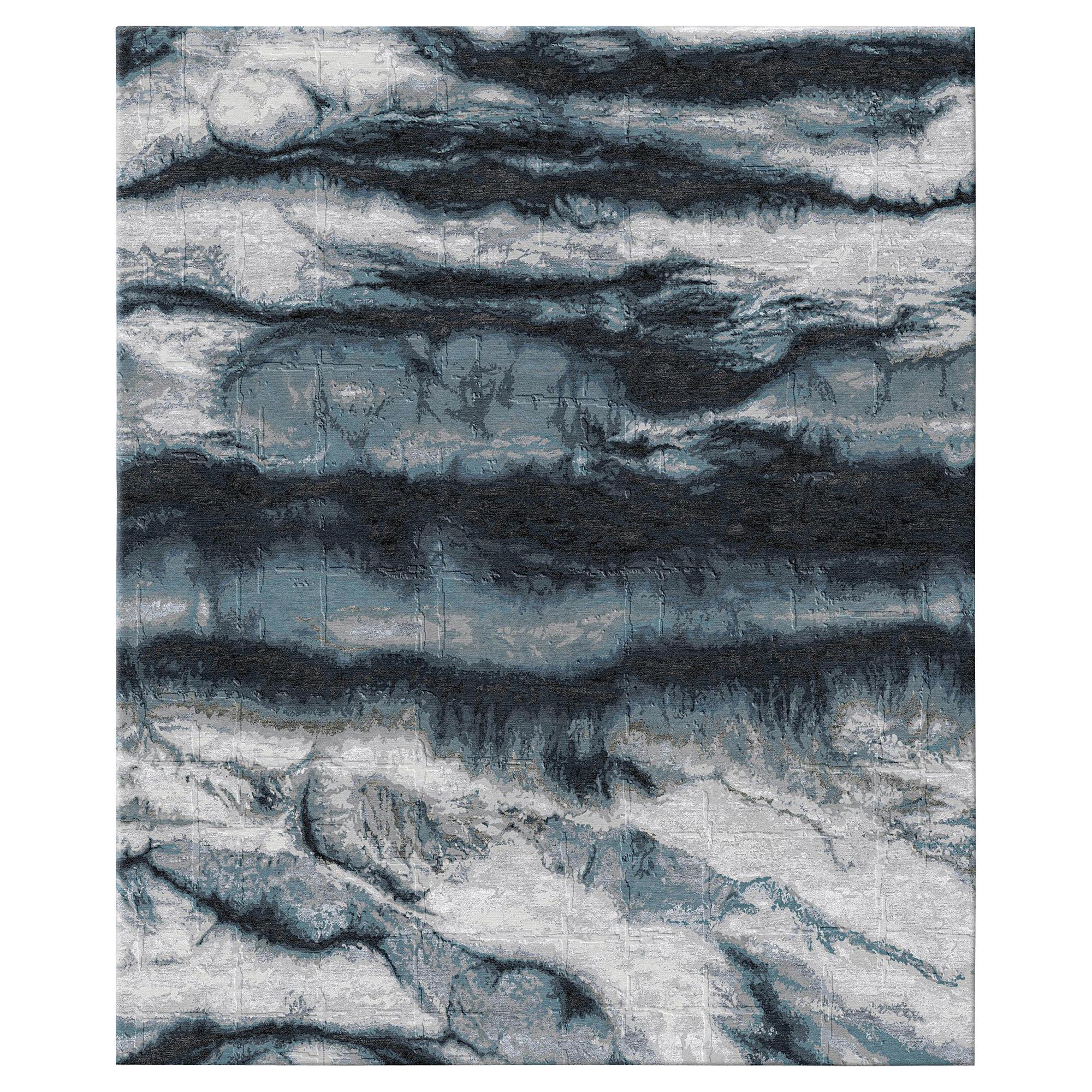 Eternity Lapse - Contemporary Luxury Hand Knotted Wool Blend-silk Rug